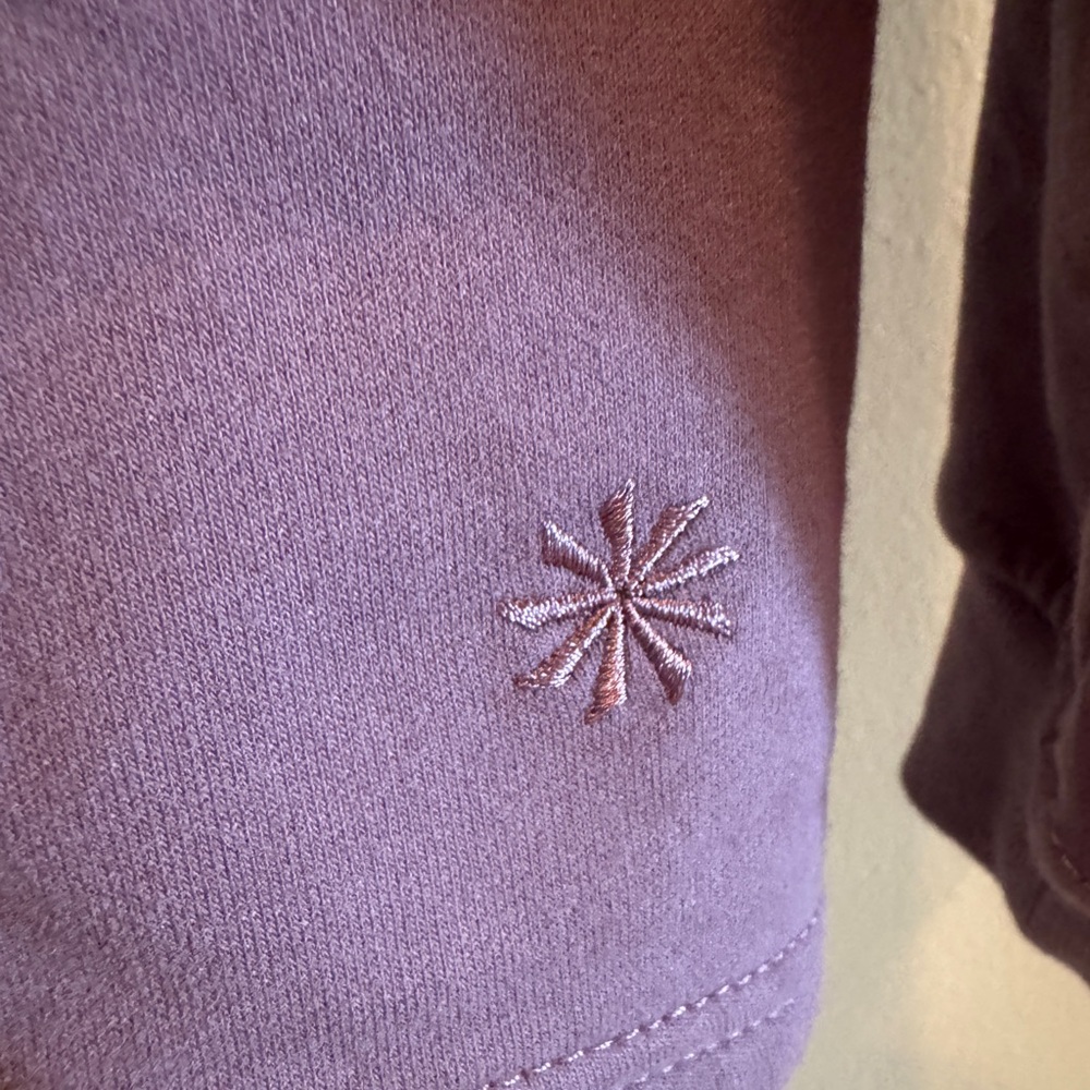 Athleta Women M Retroterry Wrap Sweatshirt Damask Mauve Knit Stretch Tie Active - Picture 3 of 7